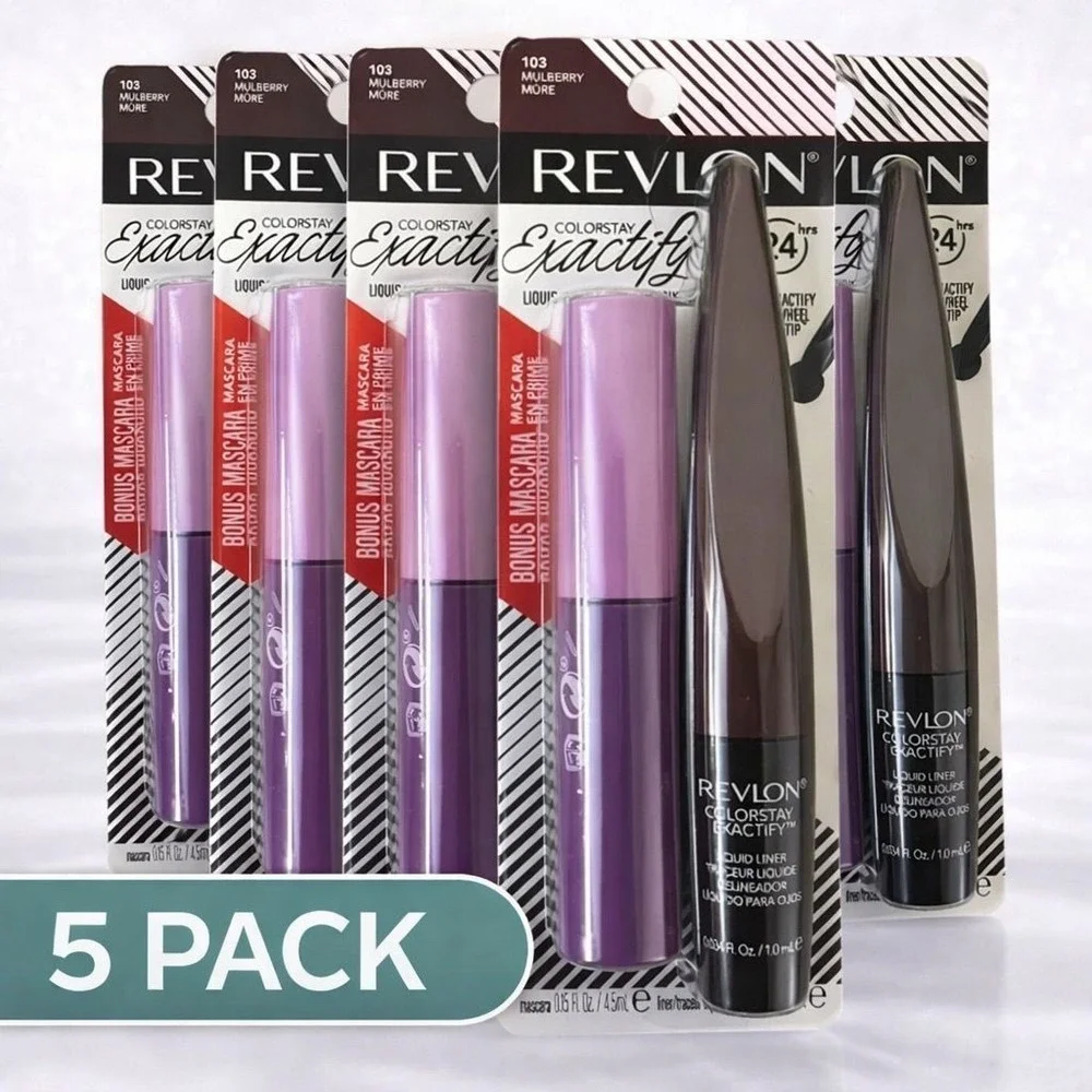 5 Pack Revlon ColorStay Exactify Liquid Liner 103 Mulberry & Bonus‎ Mascara Set